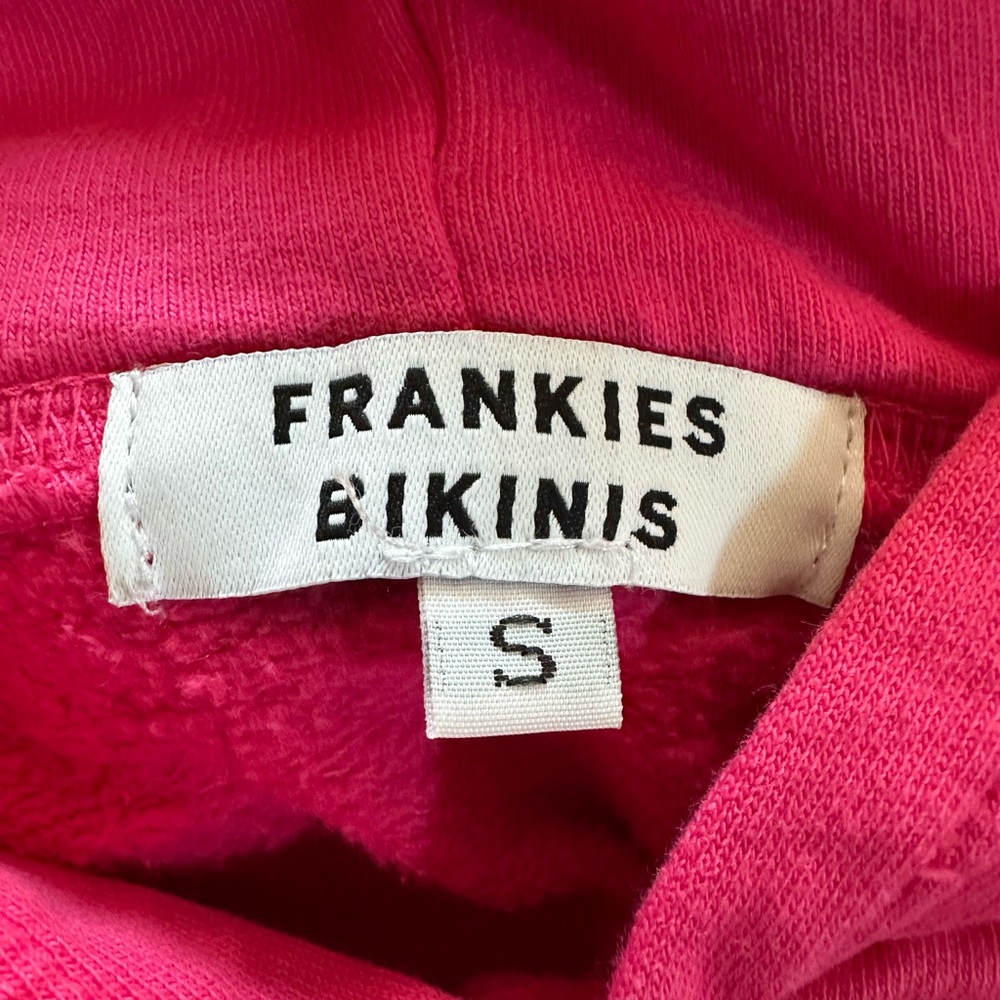 Frankie's Bikinis Bright Pink Hoodie with Logo Tag Size Small - Picture 3 of 5